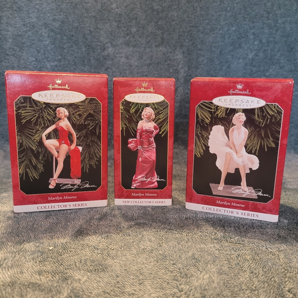 3 Hallmark Keepsake Marilyn Monroe Ornaments in Red and White